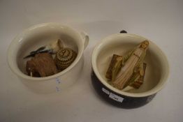 TWO CHAMBER POTS, MODEL ELEPHANTS, RELIGIOUS FIGURE ETC