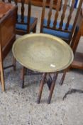 BRASS BENARES TRAY TOP TABLE, 59CM WIDE