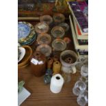 MIXED LOT VARIOUS KILNER TYPE JARS, STONEWARE BOTTLES ETC