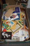 ONE BOX VARIOUS SPEEDWAY, FOOTBALL AND OTHER PROGRAMMES, ROYALTY PAMPHLETS, POSTCARDS ETC