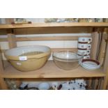 VARIOUS TEA WARES, KITCHEN MIXING BOWLS ETC