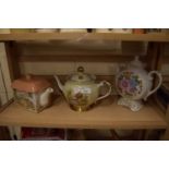 THREE VARIOUS DECORATIVE TEA POTS