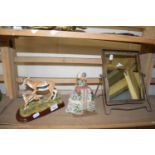 EASEL BACK DRESSING TABLE MIRROR, SMALL DOLL AND MODEL ANTELOPE (3)