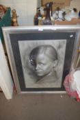 ABSTRACT PRINT OF A FEMALE FIGURE SET IN A SILVERED FINISH FRAME