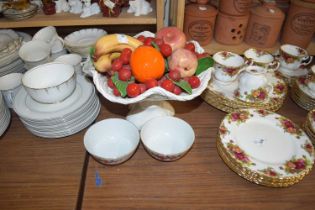 CERAMIC BOWL OF FRUIT TOGETHER WITH TWO FURTHER SMALL FLORAL BOWLS