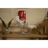 POTTERY MODEL DOVE, VARIOUS RESIN MODEL ANIMALS TO INCLUDE AN EAGLE BY GIOVANNI ETC