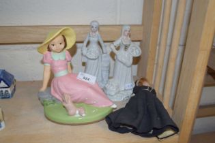 MARY QUEEN OF SCOTS DOLL, TOGETHER WITH THREE MODERN FIGURINES