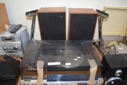 VINTAGE SONY RECORD PLAYER TOGETHER WITH A PAIR OF SPEAKERS