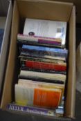 One box of mixed books to include Georgette Heyer paperback books