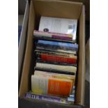 One box of mixed books to include Georgette Heyer paperback books