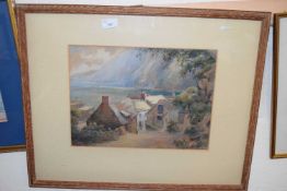 ERNEST STONE, STUDY OF COASTAL COTTAGES, WATERCOLOUR, F/G