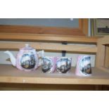 NOVELTY FOUR PIECE TEA SET MARKED 'A PRESENT FROM ABERAVON',