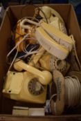 BOX OF VINTAGE TELEPHONES AND WIRING