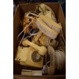 BOX OF VINTAGE TELEPHONES AND WIRING