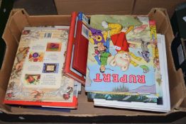 ONE BOX OF MIXED BOOKS TO INCLUDE RUPERT ANNUALS