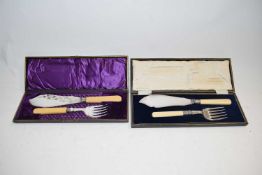 TWO CASED SETS OF SILVER PLATED FISH SERVERS
