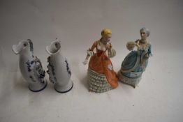 MIXED LOT TWO MODERN FIGURINES AND TWO FIGURAL VASES (4)