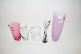 FIVE ART GLASS VASES