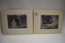 TWO LATE 19TH CENTURY MEZZOTINT PRINTS 'JULIET AND THE NURSE' AND 'QUEEN ISABELLA AND HER LADIES',