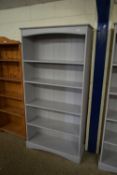 GREY PAINTED BOOKCASE CABINET, 92CM WIDE