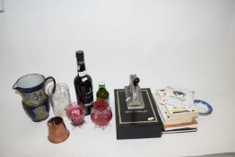 MIXED LOT TO INCLUDE A ROYAL DOULTON CORONATION OF GEORGE V JUG, BADLY DAMAGED, DESK EMBOSSER,