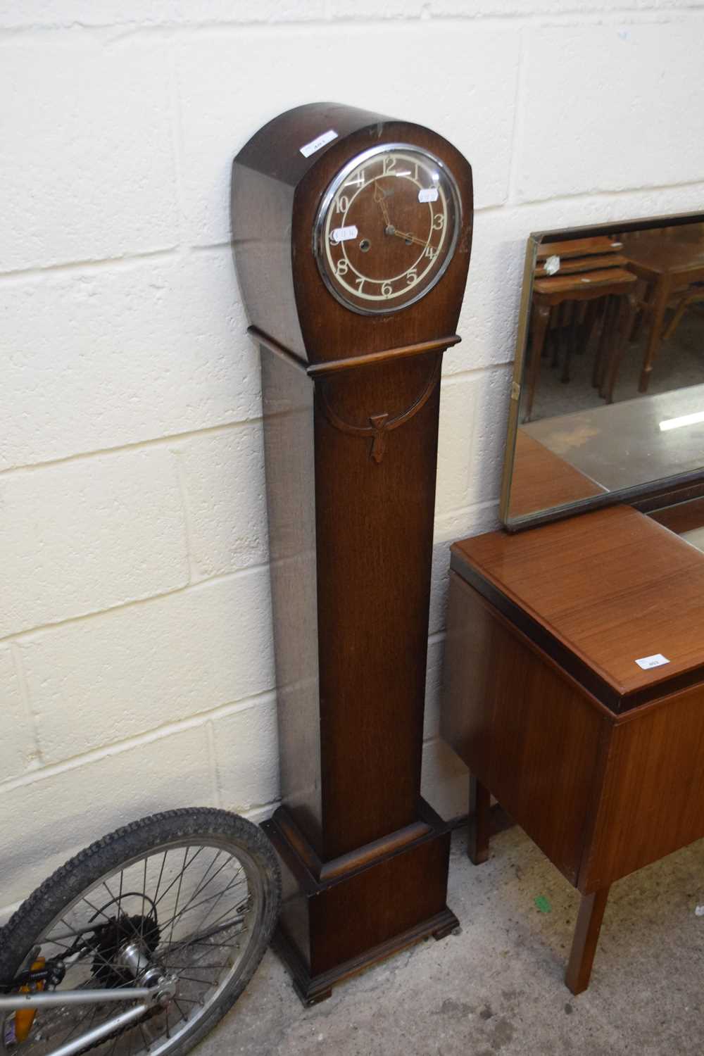 OAK CASED GRANDMOTHER CLOCK