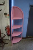 PINK PAINTED BAMBOO FRAMED CORNER SHELF UNIT