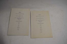 YORKSHIRE COUNTY CRICKET INTEREST - TWO SIGNED MENUS DATED AUGUST 1962