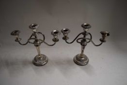 TWO MODERN SILVER PLATED CANDELABRA