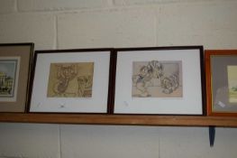 DISNEY DONALD DUCK PAIR OF COLOURED STORY SKETCH PRINTS, F/G