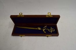 BOXED BRASS NAVAL TYPE PAPER KNIFE