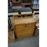 BAMBOO FRAMED FIVE DRAWER CHEST, 70CM WIDE