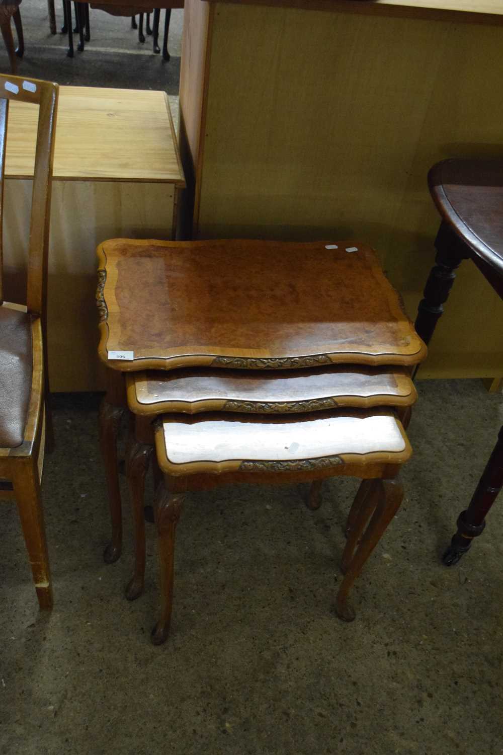 NEST OF THREE WALNUT TABLES WITH CABRIOLE LEGS