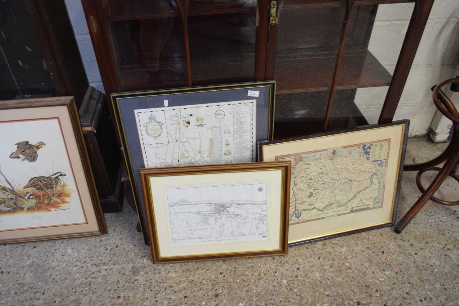 REPRODUCTION SAXTON'S MAP OF NORFOLK, TOGETHER WITH TWO FRAMED MAPS OF SHERINGHAM (3)