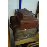 MIXED LOT VINTAGE WOODEN BOUND SUITCASE PLUS TWO FURTHER SMALLER CASES (3)