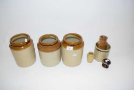 MIXED LOT STONEWARE KITCHEN JARS AND OTHER ITEMS