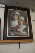 LATE 19TH/EARLY 20TH CENTURY LITHOGRAPHIC PRINT, TWO CHOIR GIRLS