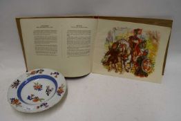 MIXED LOT TWO IRONSTONE PLATES, A FURTHER BOWL AND ONE VOL 'POLISH ARMED FORCES THROUGH THE AGES'