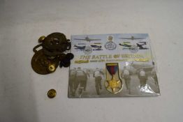 British Army and Royal Navy buttons together with three horse brasses, one of Bernard Montgomery,