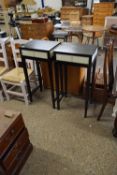 PAIR OF DARK WOOD FINISH LAMP TABLES, 45CM WIDE