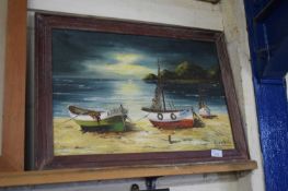 CASADELLA, SEASIDE SCENE, OIL ON CANVAS, FRAMED