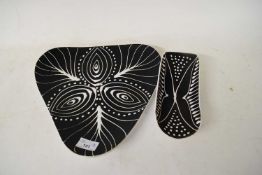 IBRHOLM NORWAY, TWO BLACK AND WHITE STUDIO POTTERY BOWLS