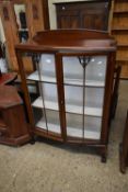 EDWARDIAN BOW FRONT MAHOGANY CHINA DISPLAY CABINET, 90CM WIDE