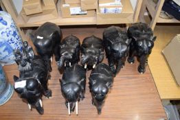 COLLECTION OF SMALL EBONY ELEPHANTS