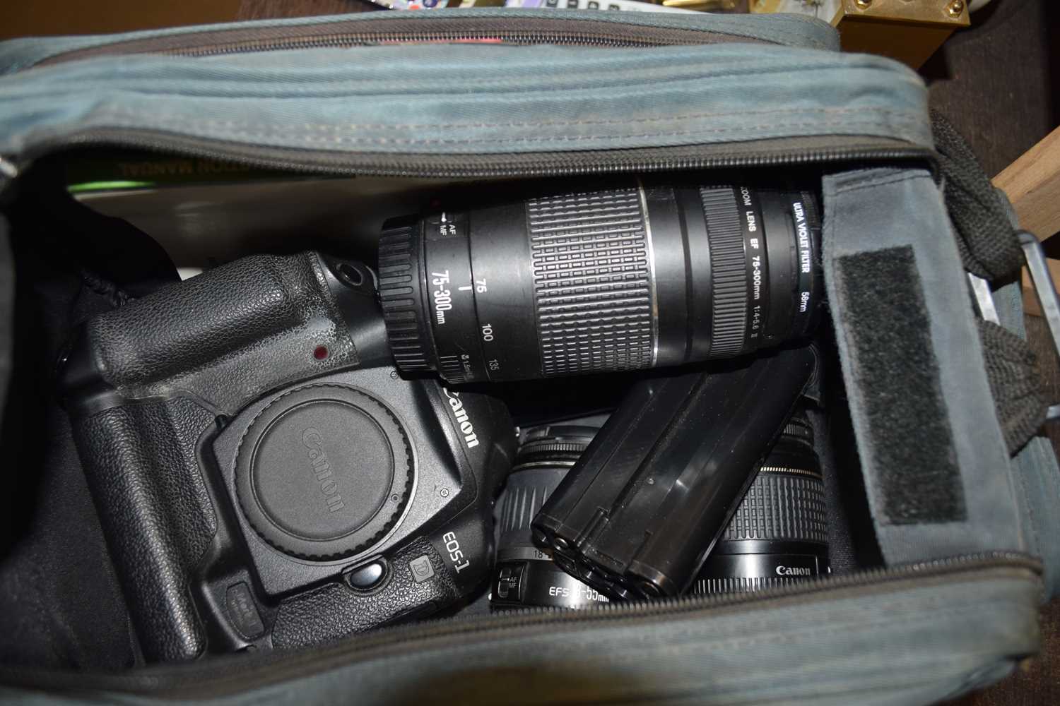 CANON EOS-1 D DIGITAL CAMERA WITH LENSES AND TRAVEL BAG