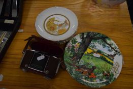 VARIOUS DECORATED PLATES, AND A VINTAGE CAMERA