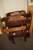 SMALL DROP LEAF TABLE, VARIOUS WALL SHELVES AND WOODEN KEY RACKS