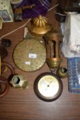 SMALL BAROMETER, BRASS GONG, WALL BRACKET ETC