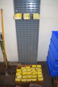 YELLOW PLASTIC WORKSHOP TIDY TRAYS AND METAL RACKING