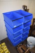 TEN BLUE PLASTIC WORKSHOP TIDY TRAYS